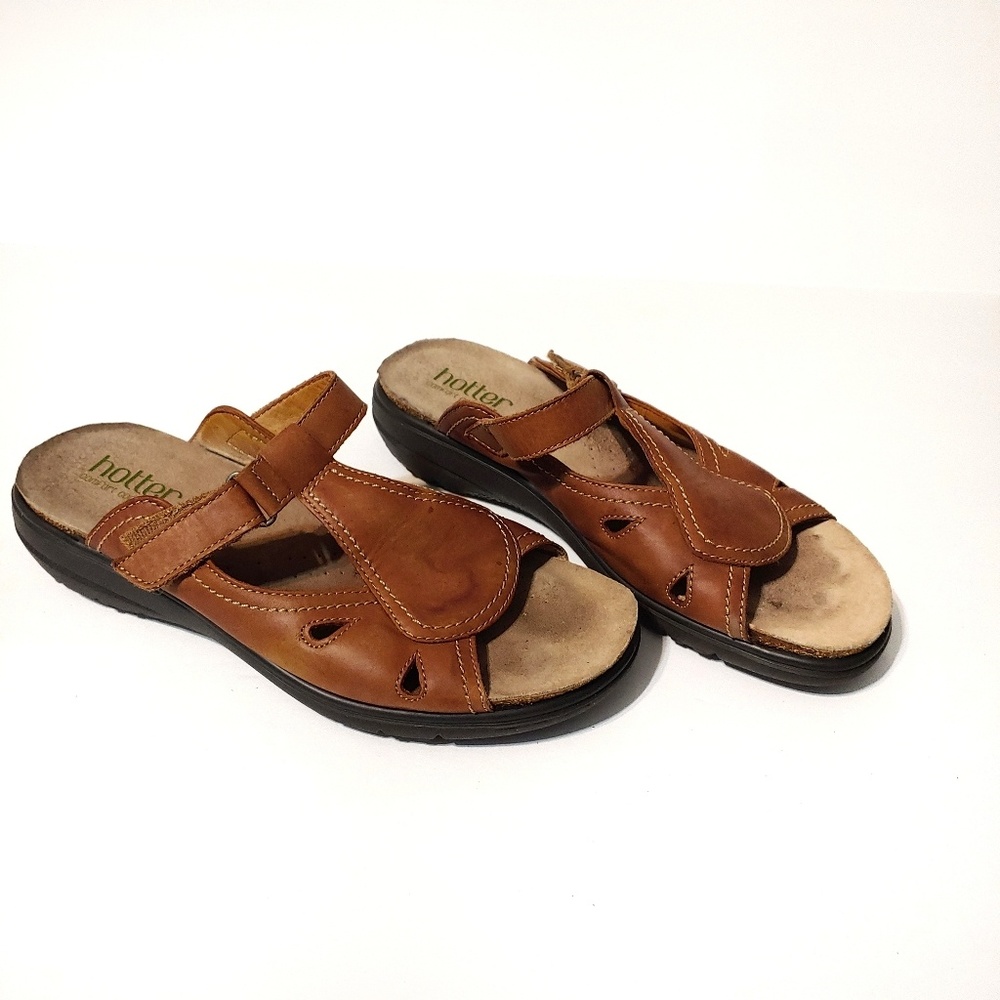 Hotter Mirage leather slip-on wedge sandals